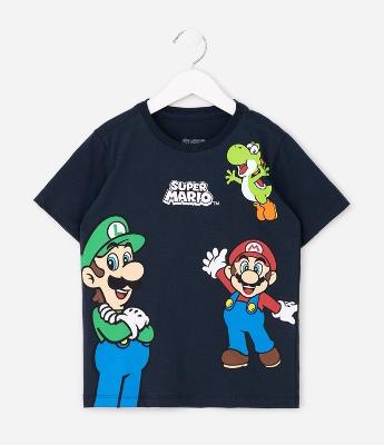 Camiseta Infantil Manga Curta Estampa Super Mario – Tam 4 a 10 Anos