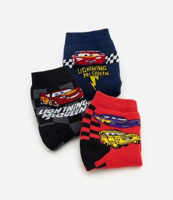 Kit 03 Pares de Meias Infantil Relâmpago McQueen – Tam 19/22 a 31/34