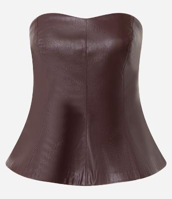 Blusa Peplum Tomara que Caia em PU com Decote Coração