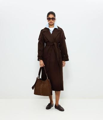 Trench Coat em Polyvelour com Faixa para Amarração