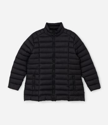 Jaqueta Puffer Ultralight Alongada em Poliamida Curve & Plus Size