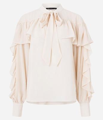 Blusa em Chiffon com Babados e Amarração Frontal