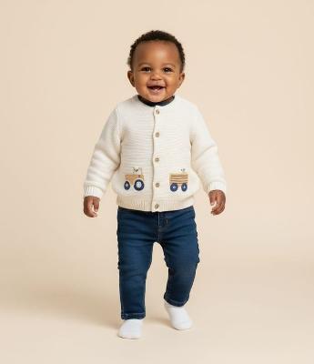Cardigan Infantil Tricô com Bordado de Animais – Tam 0 a 18 Meses