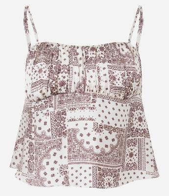 Blusa em Cetim com Alça Fina e Estampa Abstrata