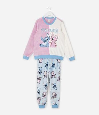 Pijama Infantil Longo Stitch e Angel – Tam 5 a 14 Anos