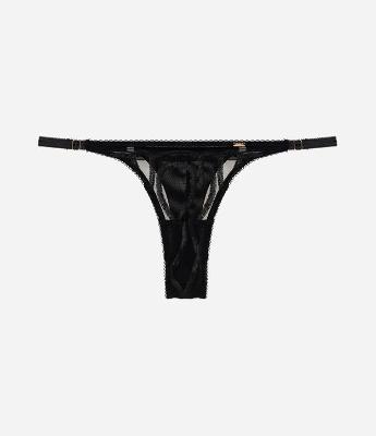 Calcinha String em Tule Geométrico com Fio Duplo