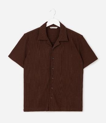 Camisa Infantil Manga Curta Texturizada – Tam 5 a 14 Anos