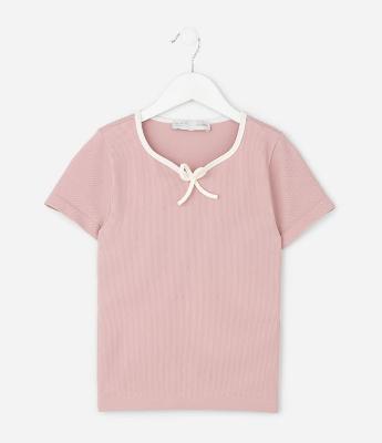 Camiseta Infantil Seamless com Laço – Tam 5 a 14 Anos