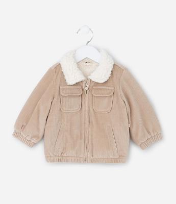 Casaco Infantil Plush Canelado com Sherpa – Tam 0 a 24 Meses