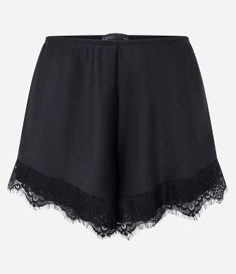 Short Curto em Cetim com Renda na Barra