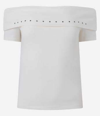 Blusa Ombro a Ombro em Algodão com Tachinhas