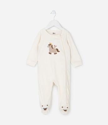 Macacão Infantil com Bordado de Cavalo – Tam 0 a 18 Meses