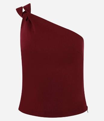 Blusa Ombro Único em Bengaline com Alça Dupla
