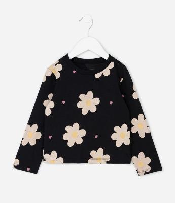 Camiseta Infantil Estampa Flores de Margaridas e Coraçãozinho – Tam 1 a 6 Anos