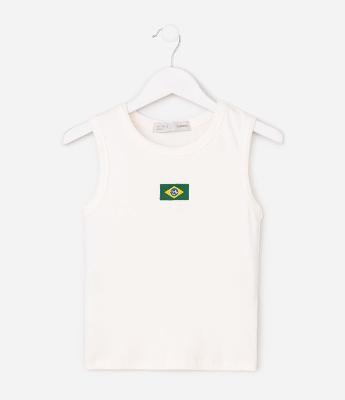 Regata Baby Look Infantil com Bandeira do Brasil – Tam 5 a 14 Anos