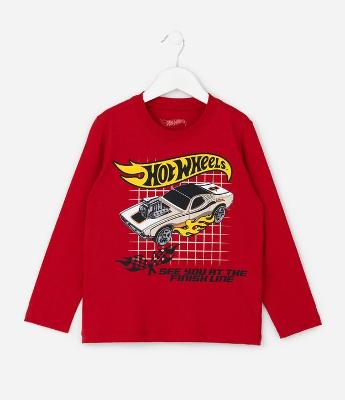 Camiseta Infantil com Estampa Hot Wheels Finish Line – Tam 4 a 10 Anos