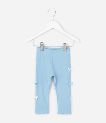 Calça Legging Infantil em Ribana com Lacinhos – Tam 0 a 18 Meses