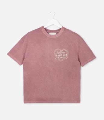 Camiseta Over Infantil com Lettering Mini Pretty – Tam 7 a 14 Anos