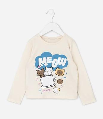 Camiseta Infantil com Estampa Gatinhos Kawaii – Tam 1 a 6 Anos