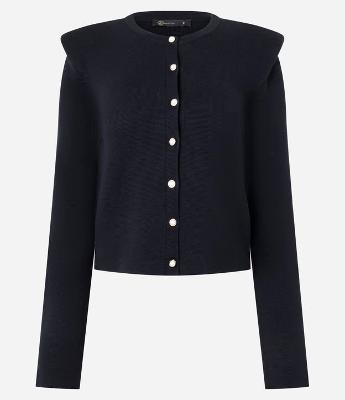 Cardigan Regular em Tricô com Ombreiras