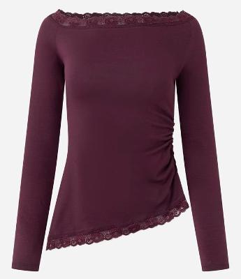 Blusa em Algodão com Decote e Barra Rendados