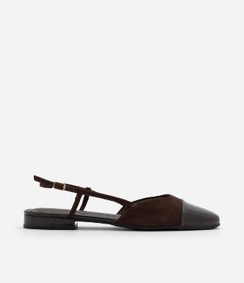 Sapatilha Slingback Texturizado com Detalhes em PU