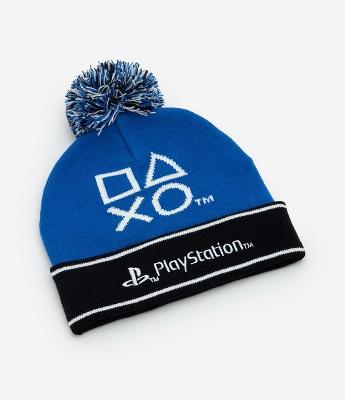 Touca Infantil PlayStation em Tricô com Pompom – Tam U