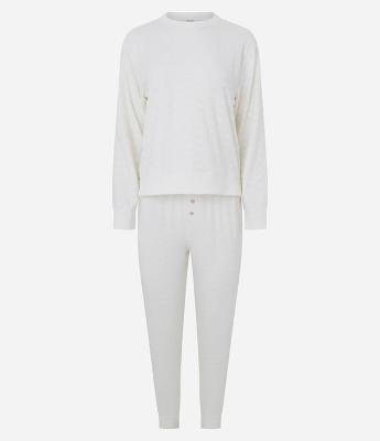 Pijama Longo em Tricô com Textura de Corações