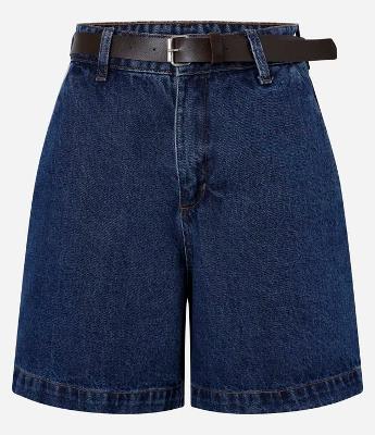 Bermuda Midi em Jeans com Cinto e Cintura Alta