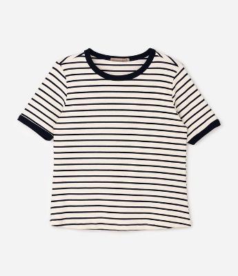 Blusa Ribana Listrada com Galão Contrastante Curve & Plus Size