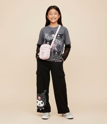 Calça Infantil Wide Leg Cargo Kuromi – Tam 5 a 14 Anos