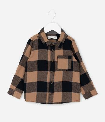 Camisa Infantil Xadrez Manga Longa em Flanela – Tam 1 a 6 Anos