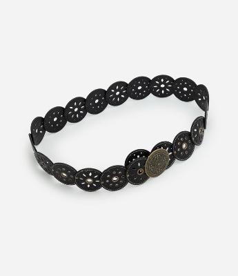 Cinto Boho em PU com Discos Perfurados