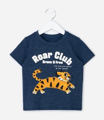 Camiseta Infantil em Algodão com Estampa Tigre - Tam 1 a 6 Anos