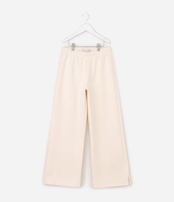 Calça Wide Leg Infantil em Moletom com Felpa - Tam 7 a 14 Anos