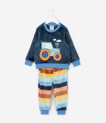 Pijama Longo Infantil com Estampa de Carrinho - Tam 1 a 4 Anos