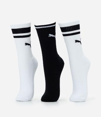 Kit 03 Meias Cano Alto em Algodão com Estampa Puma