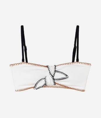 Biquini Top Bandeau com Pespontos Contrastantes