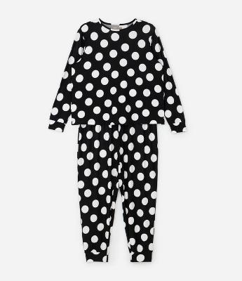 Pijama Longo Peach Touch com Estampa Poá Curve & Plus Size