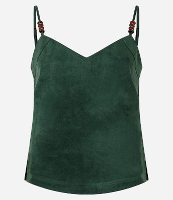 Blusa Curta em Suede com Bolinhas na Alça