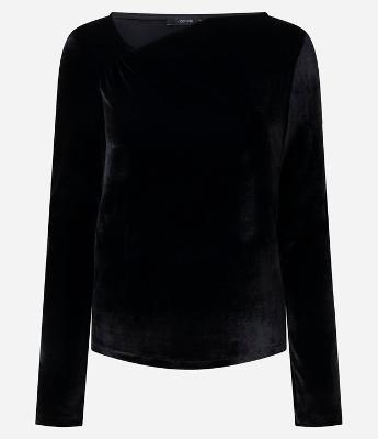 Blusa em Veludo com Decote Assimétrico