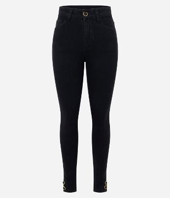 Calça Jeans Skinny com Elastano e Cintura Alta
