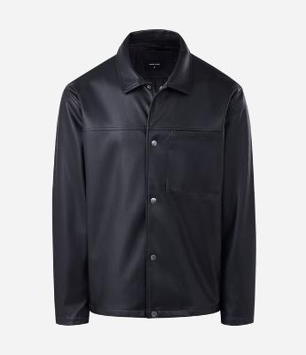 Camisa Overshirt em PU com Bolso Frontal