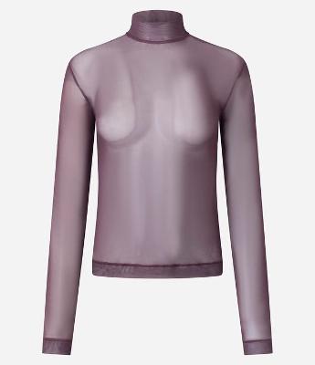 Blusa em Tule com Gola Alta