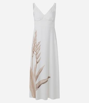 Vestido Longo Fluido em Viscolinho com Lastex nas Costas