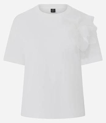 Camiseta em Algodão com Aplicação de Flor Volumosa