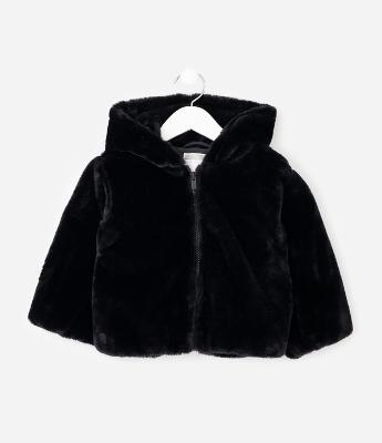 Jaqueta Infantil Fake Fur com Capuz - Tam 1 a 6 Anos