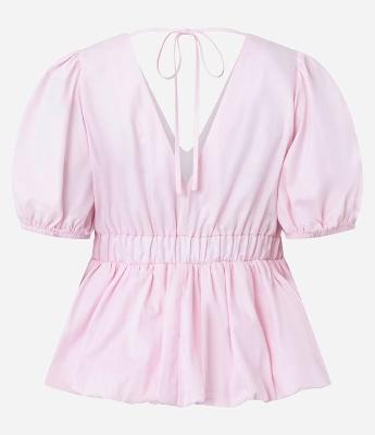 Blusa Balonê em Algodão com Barra Peplum Rodada