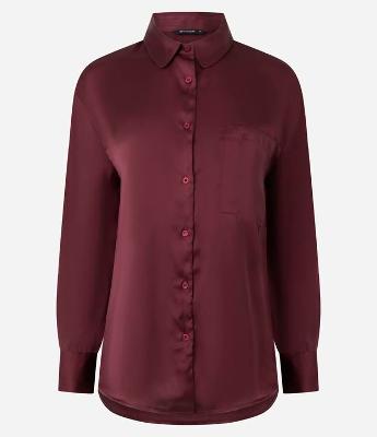 Camisa Acetinada com Mangas Longas