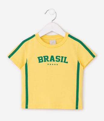 Camiseta Infantil com Estampa Brasil - Tam 1 a 6 Anos